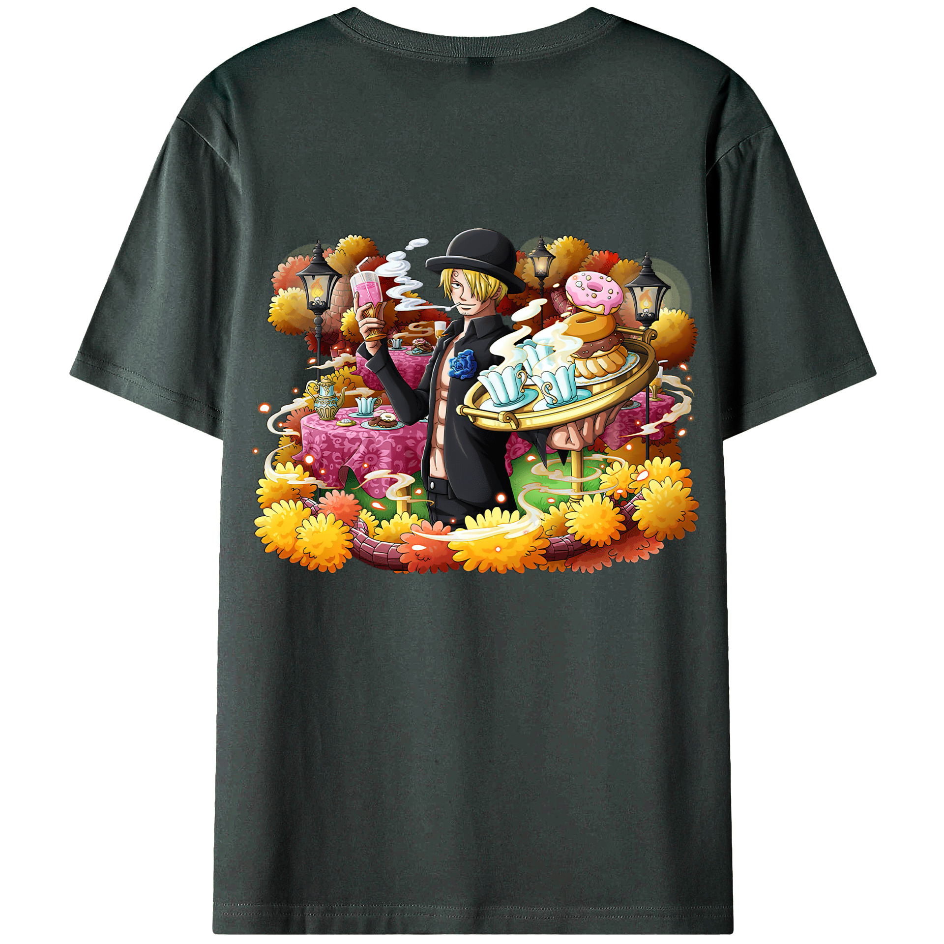 （画像用） ワンピース サンジ ONE PIECE Sanji 綿100％ メンズ半袖Tシャツ（バックプリント） 通気性